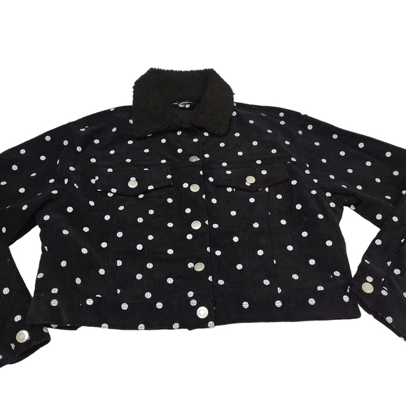 Fika the Brand Women's Black White Corduroy Polka Dot Cropped Jacket Siz… - Picture 4 of 10
